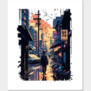 Japanese Street Cyberpunk Tokyo Streetwear Posters and Art
